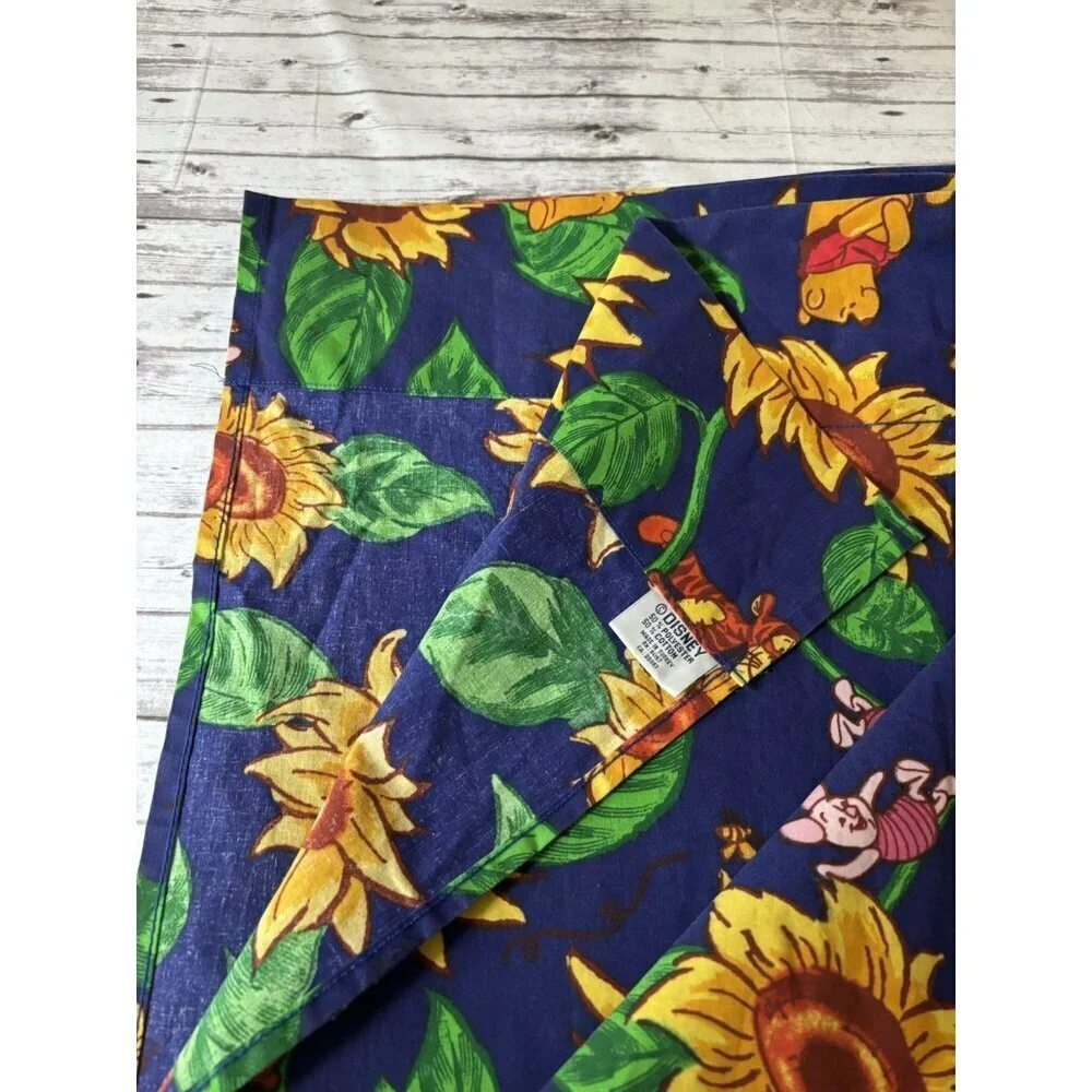 Vintage Disney Winnie the pooh & friends Blue Sunflower shower curtain 70x70”